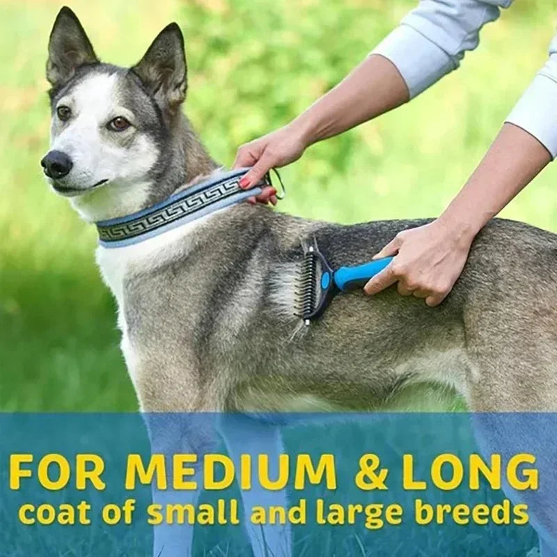 All-in-One Pet Deshedding Brush | Dog & Cat Grooming Tool for Hair Removal & Dematting