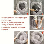 Soft Faux Fur Calming Donut Pet Bed for Cats & Dogs – Warm Washable Round Sleeping Cushion