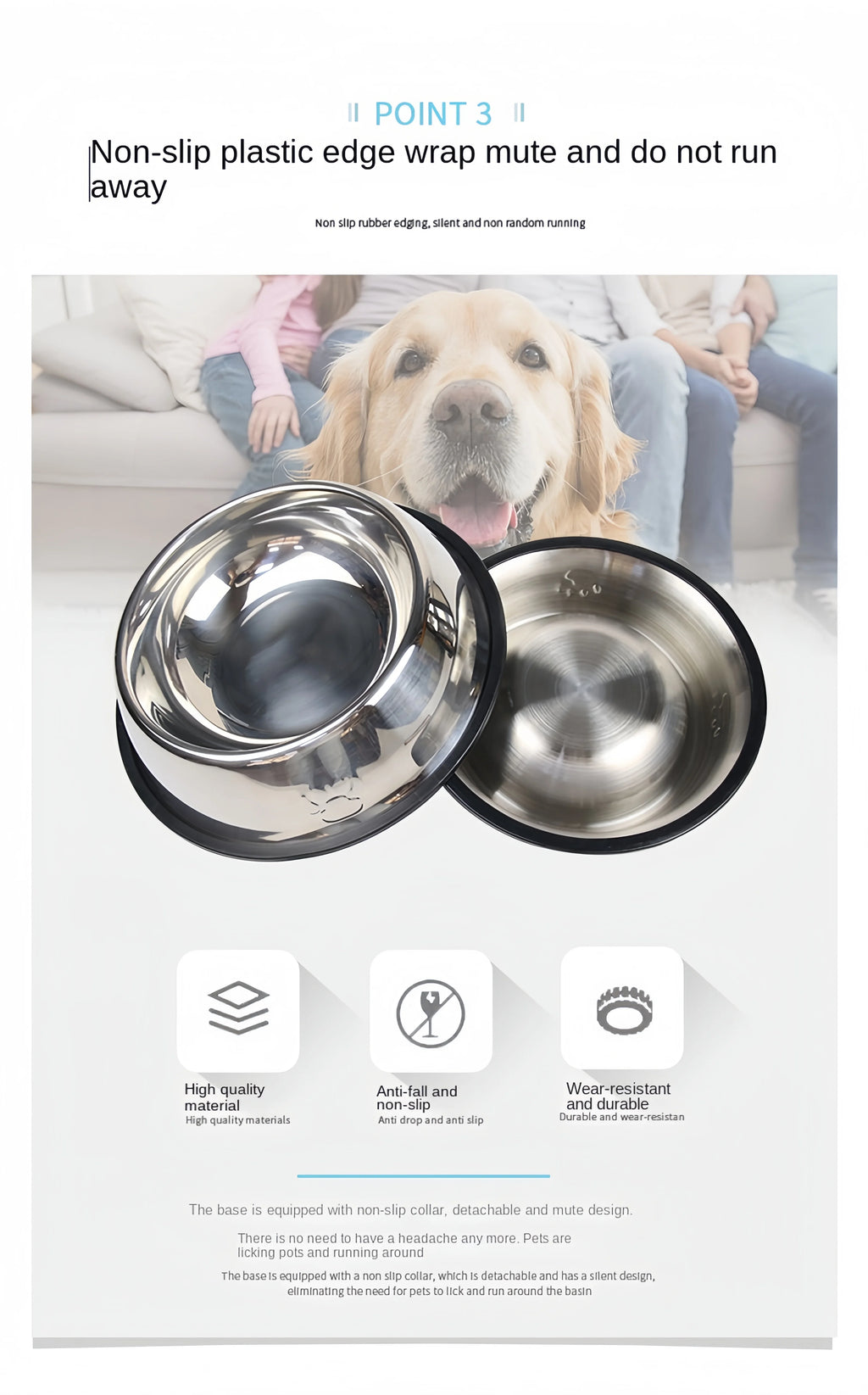 Stainless Steel Pet Bowl – Durable & Easy to Clean (6 Sizes)