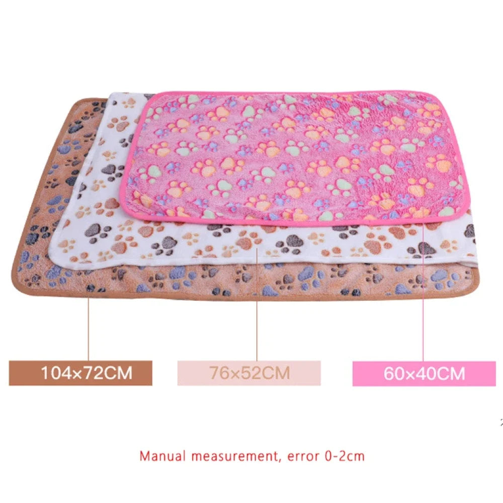 Soft Paw Print Pet Blanket for Dogs and Cats | Coral Fleece Warm Sleeping Pad All Seasons