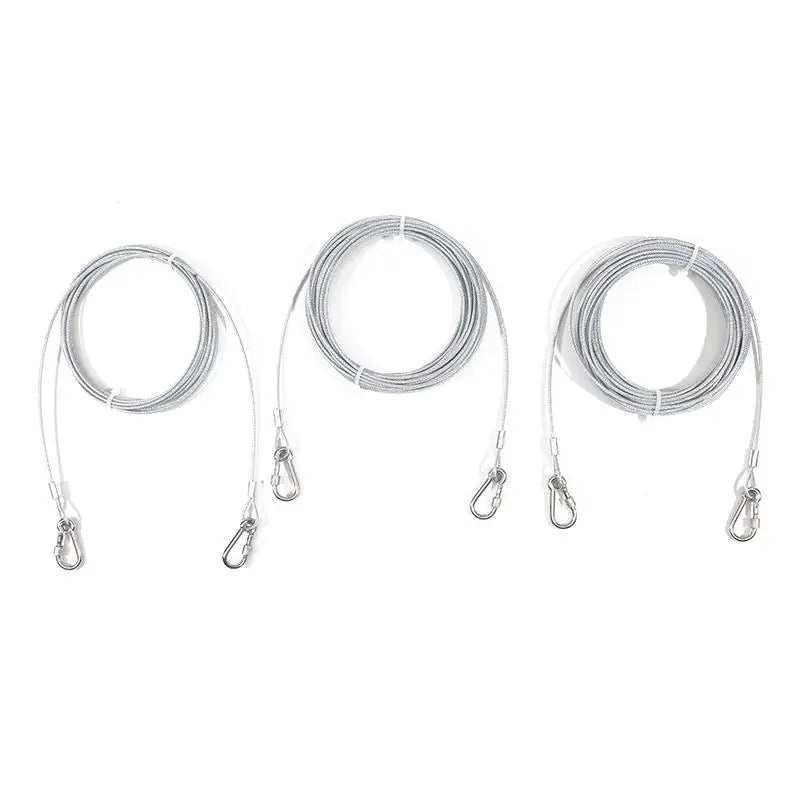 Double-Headed Dog Tie Out Cable Leash – Heavy Duty Steel Wire Outdoor Training Traction Rope