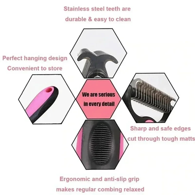 All-in-One Pet Deshedding Brush | Dog & Cat Grooming Tool for Hair Removal & Dematting
