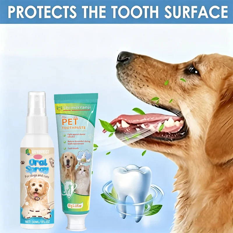 Pet Toothpaste & Mouth Spray Set – Dental Care, Fresh Breath & Teeth Cleaning for Dogs and Cats