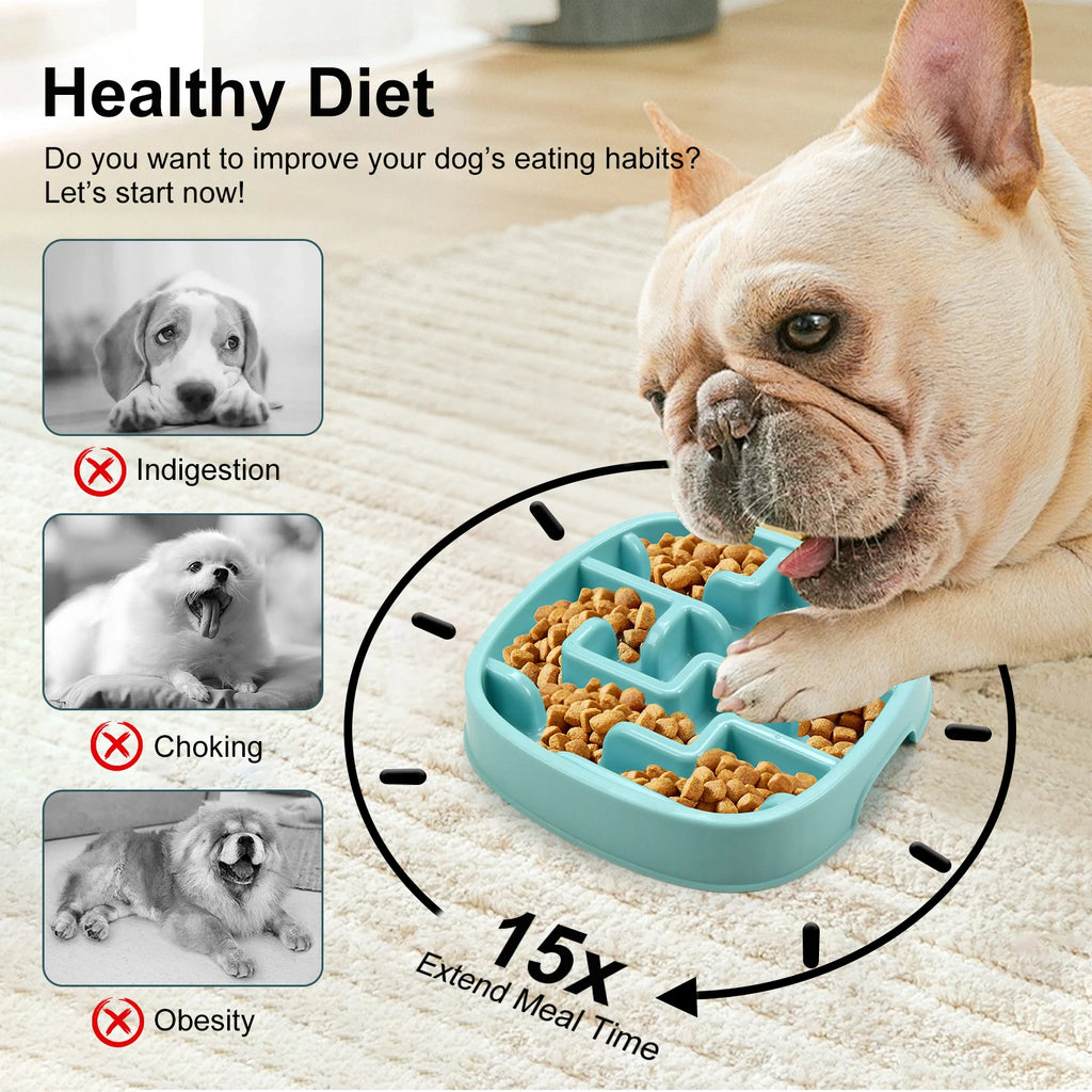 Slow Feeder Dog Bowl – Anti-Gulp Maze Design for Small, Medium & Large Dogs