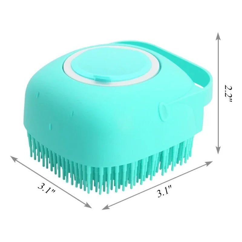 Pet Shampoo Brush 80ml | Silicone Dog & Cat Bath Massage Scrubber 2-in-1 Grooming Tool