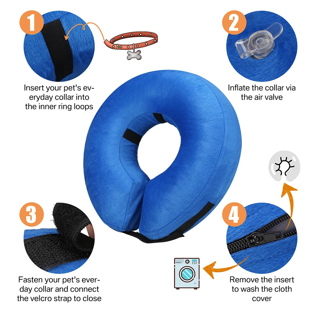 Inflatable Dog Recovery Collar – Soft Protective After Surgery E-Collar for Dogs and Cats