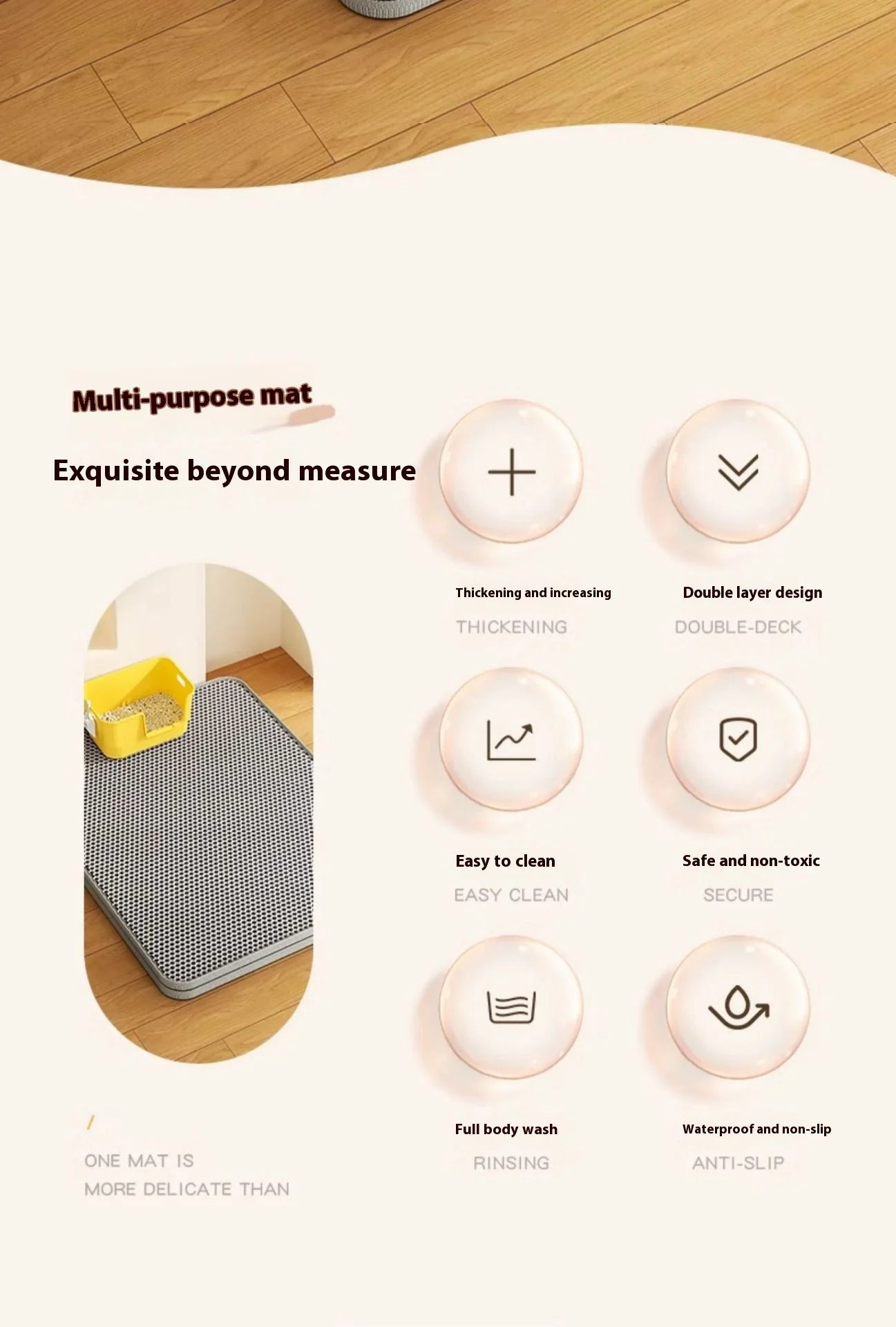 Premium 2-Layer Cat Litter Mat – Waterproof EVA Litter Trapping Mat with Non-Slip Base for Indoor Cats and Kittens