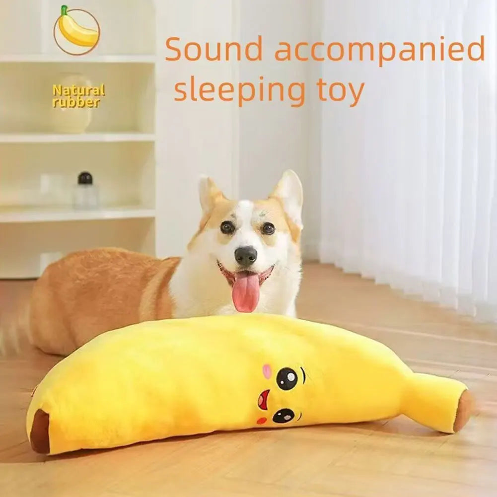 Banana Dog Plush Toy Squeaky Anxiety Relief Chew Toy for Dogs and Cats