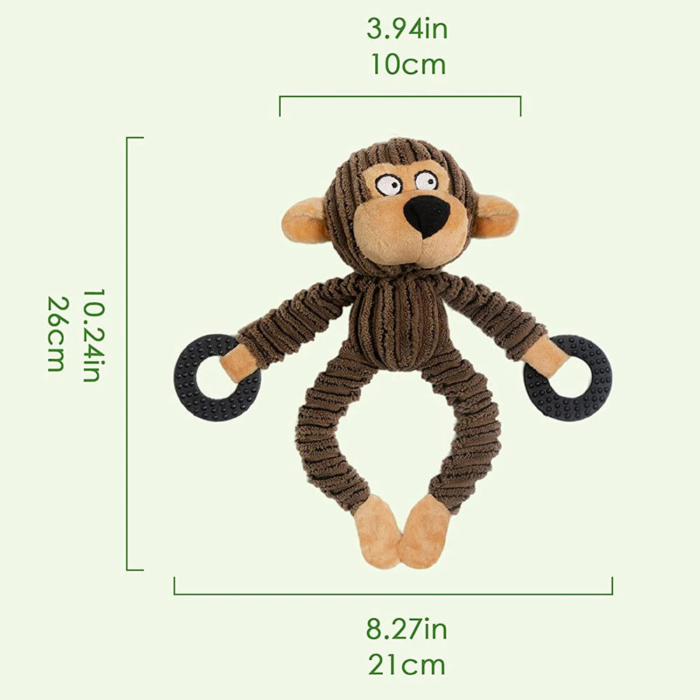 Squeaky Plush Puppy Toy – Cute Monkey Chew Toy for Teething, Training & Interactive Play