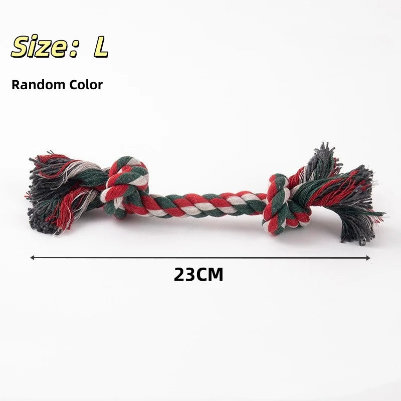 Random Color Double Knot Cotton Rope Dog Chew Toy for Puppies and Small Dogs