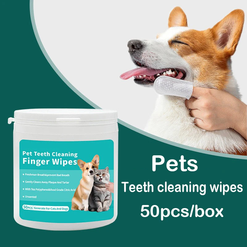 Disposable Pet Finger Toothbrush Wipes for Dogs cat Cats | Oral Teeth Cleaning Finger Covers