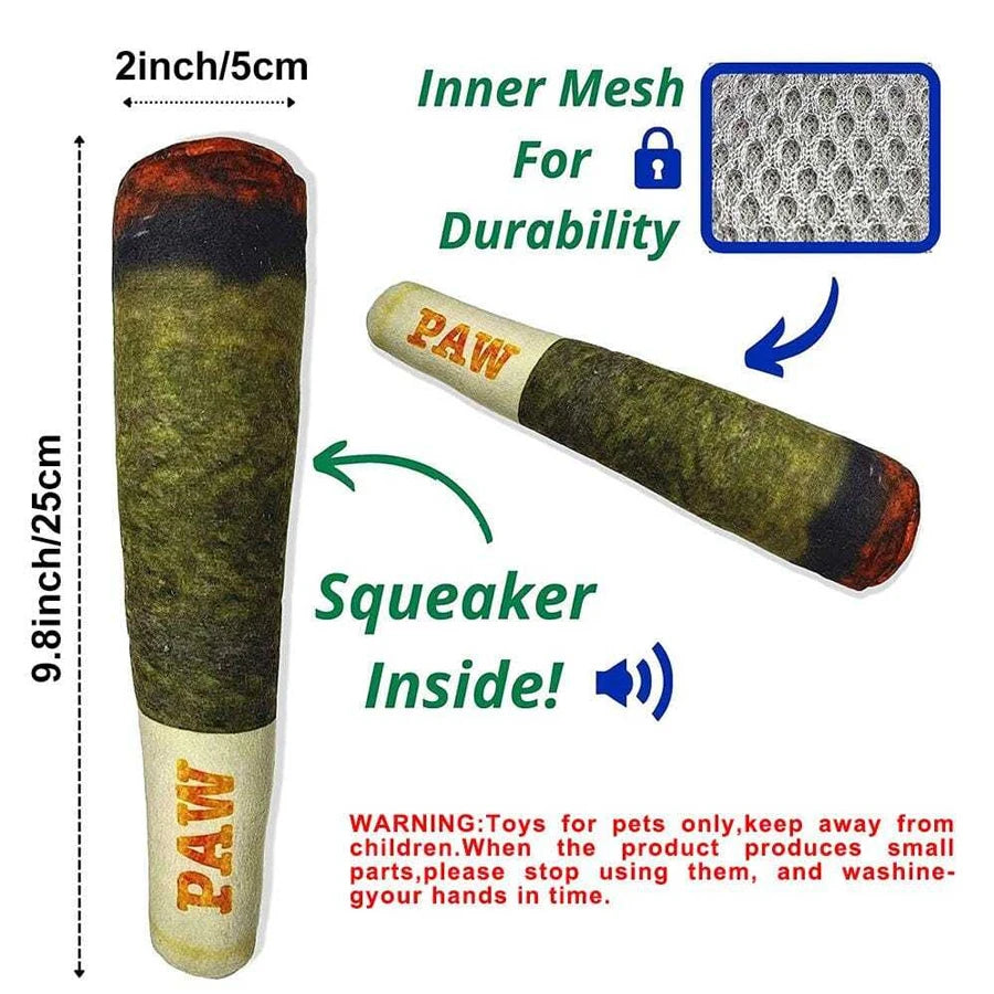 Funny Cigar Plush Dog Toy – Interactive Squeaky Chew Toy for Dogs