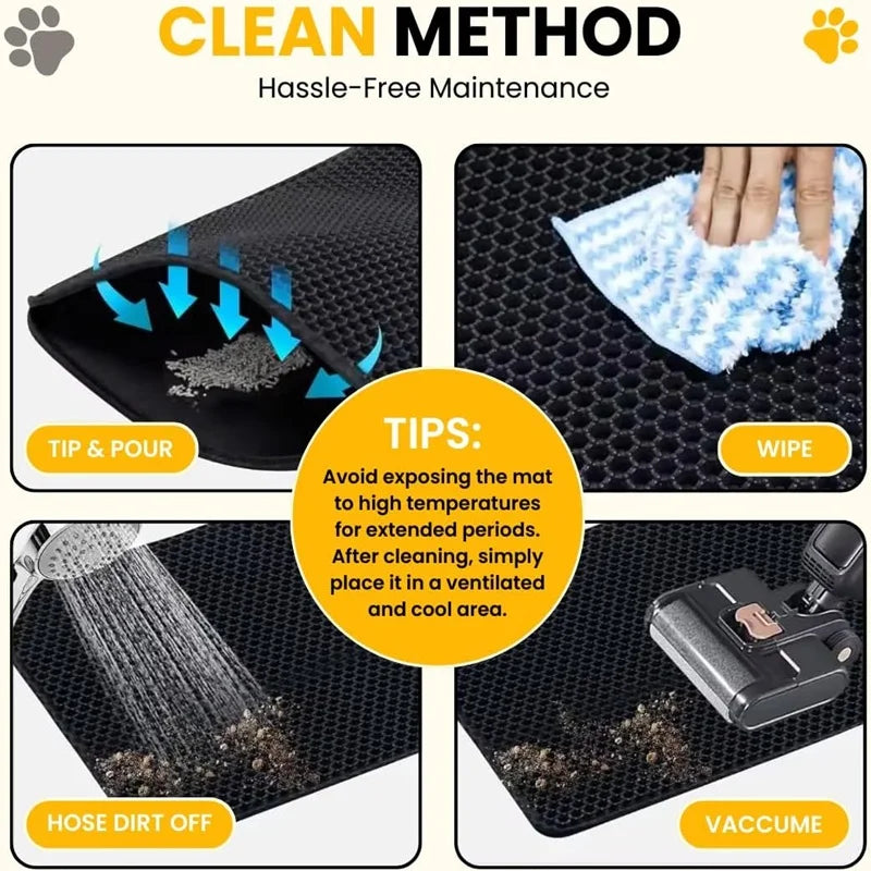 Large Waterproof Double Layer Cat Litter Mat – EVA Honeycomb Litter Trapper with Non-Slip Base for Cats and Kittens