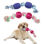 Double Knot Rope Ball Dog Toy – Cotton Chew Toy for Teeth Cleaning, Tug Play & Dental Care