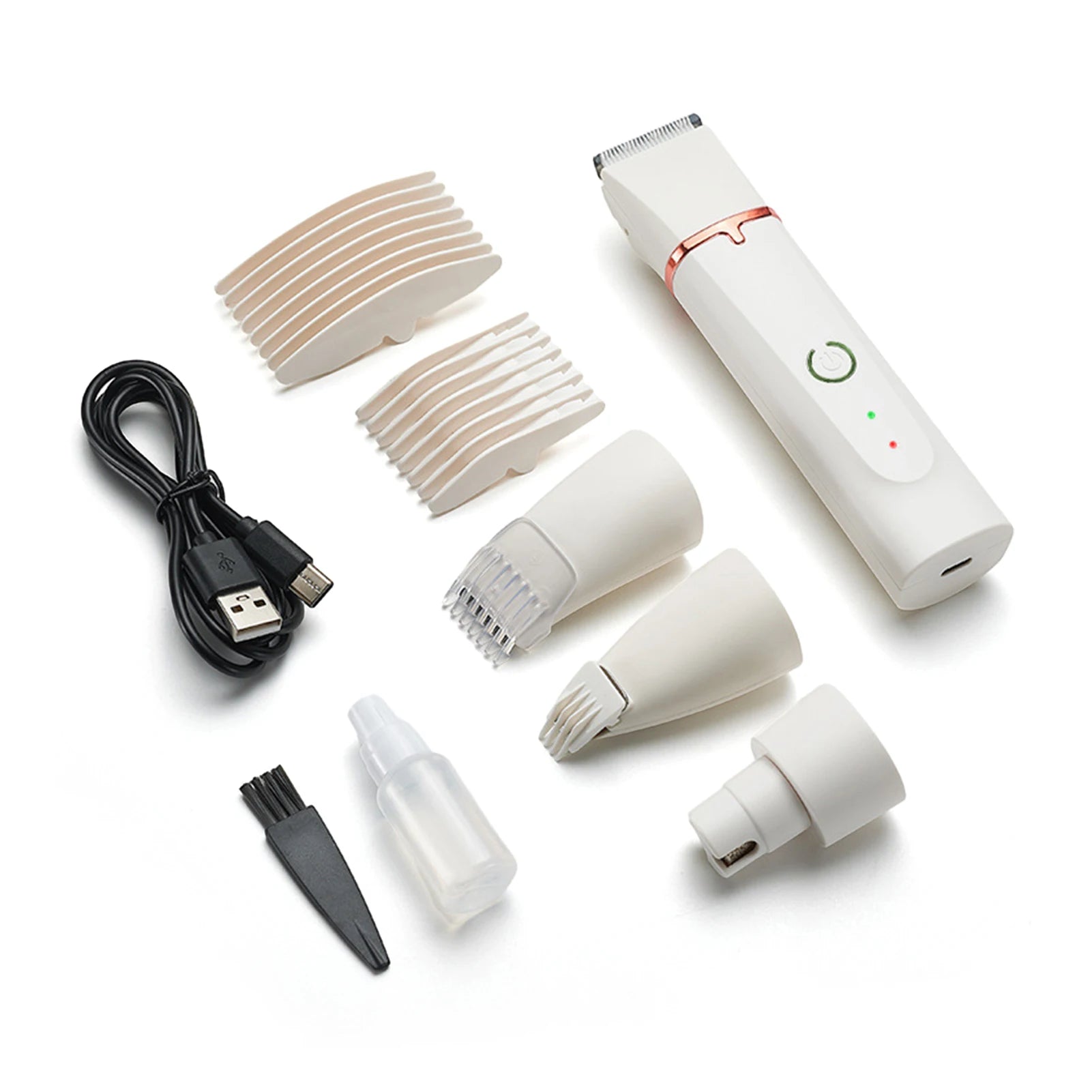 Professional 4-in-1 Electric Pet Grooming Tool Set – USB Rechargeable Dog Hair Clipper, Nail Grinder & Pet Trimmer