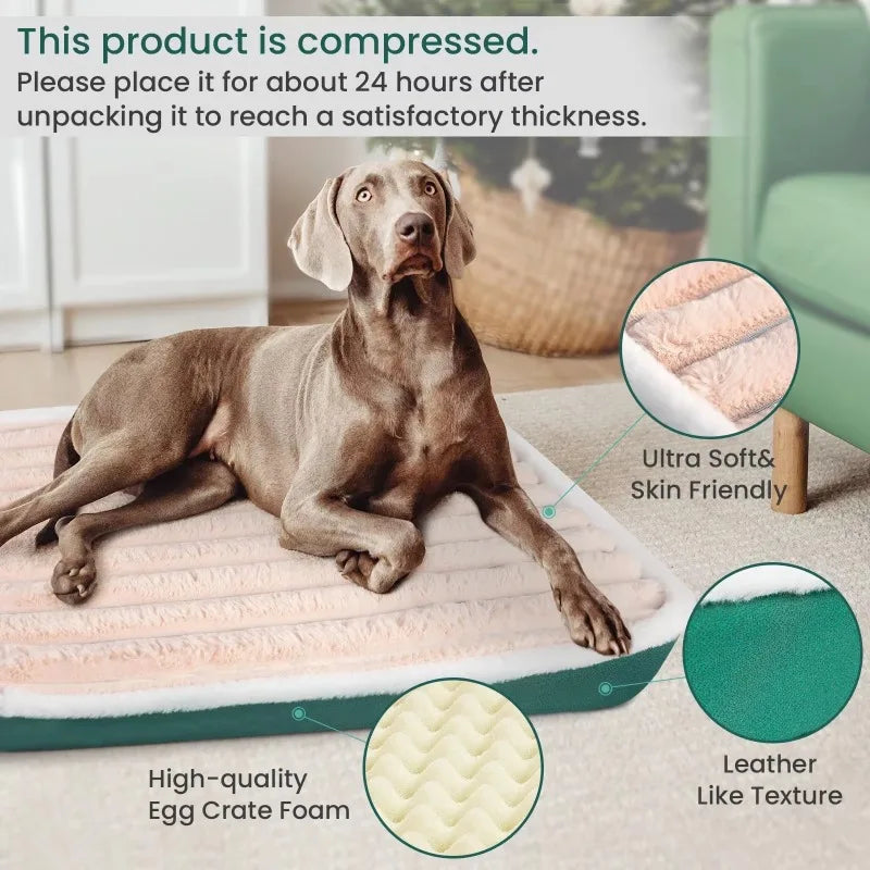 Washable Memory Foam Dog & Cat Bed Mat – Calming Pet Mattress with Removable Cover & Non-Slip Bottom