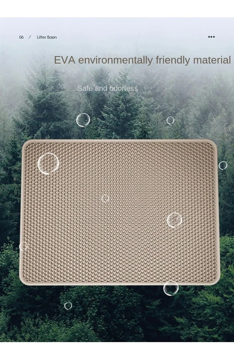 Waterproof Double Layer Cat Litter Mat – Honeycomb EVA Litter Trapping Mat, Non-Slip Washable Pet Toilet Floor Protector