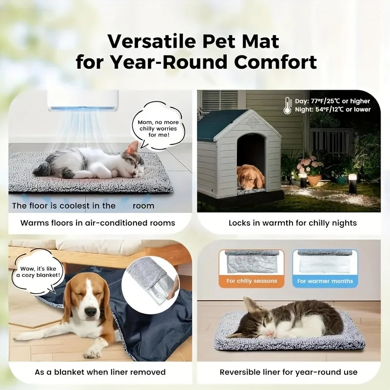 Winter Warm Pet Mattress for Dogs and Cats | Non-Slip Washable Cozy Bed Mat for Small to Large Pets