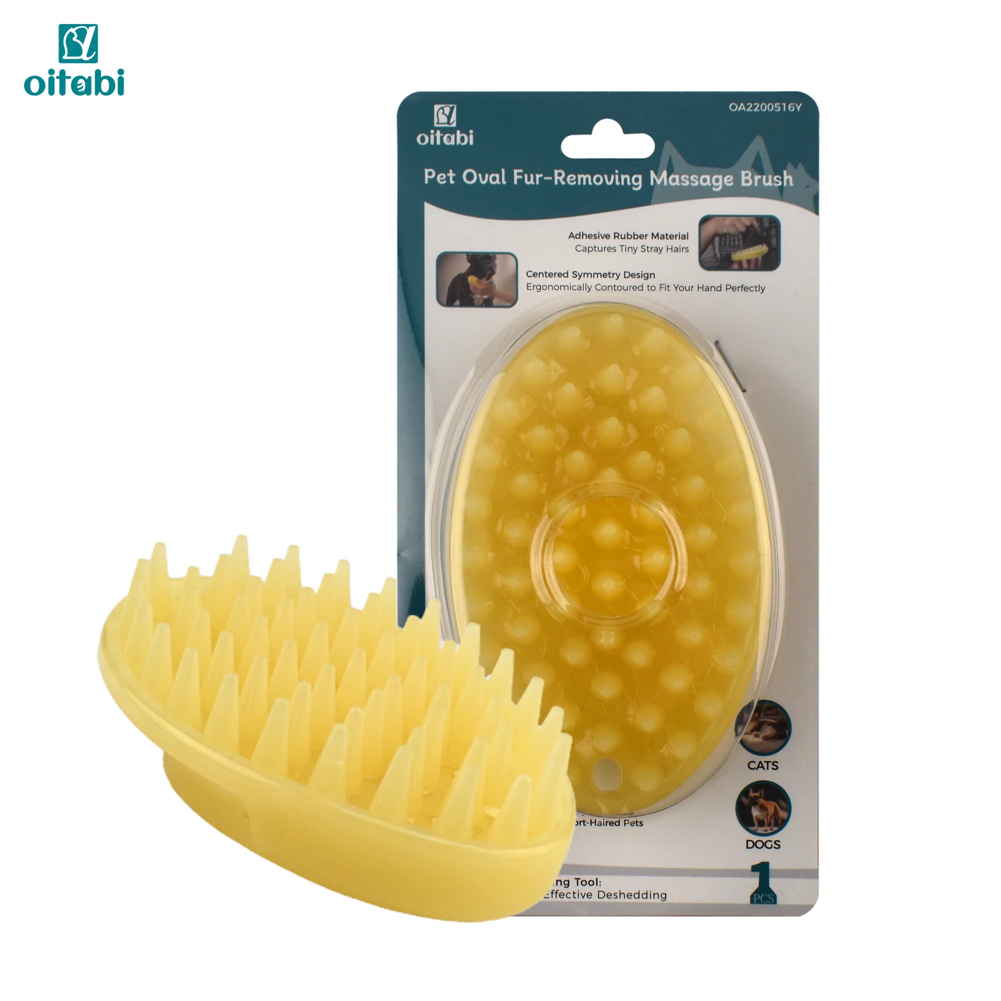Oitabi Soft Rubber Pet Grooming Brush for Dogs & Cats – Bathing, Deshedding, Massage & Hair Removal Brush