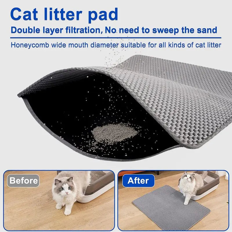 Waterproof Double Layer Cat Litter Mat – EVA Litter Trapping Pad with Non-Slip Design for Cat Litter Boxes