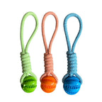 Interactive Cotton Rope Treat Ball Dog Toy – Bite Resistant Teeth Cleaning Training and Puzzle Feeding Toy
