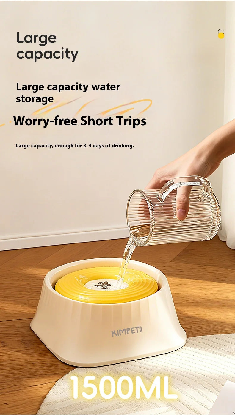 Floating Slow Feeder Dog Water Bowl – Anti-Spill & Anti-Wet Chin Design