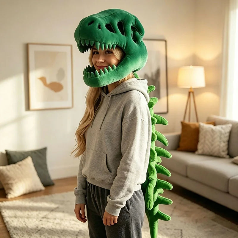 Funny T-Rex Skeleton Plush Hat – Dinosaur Bone Fossil Costume Headwear