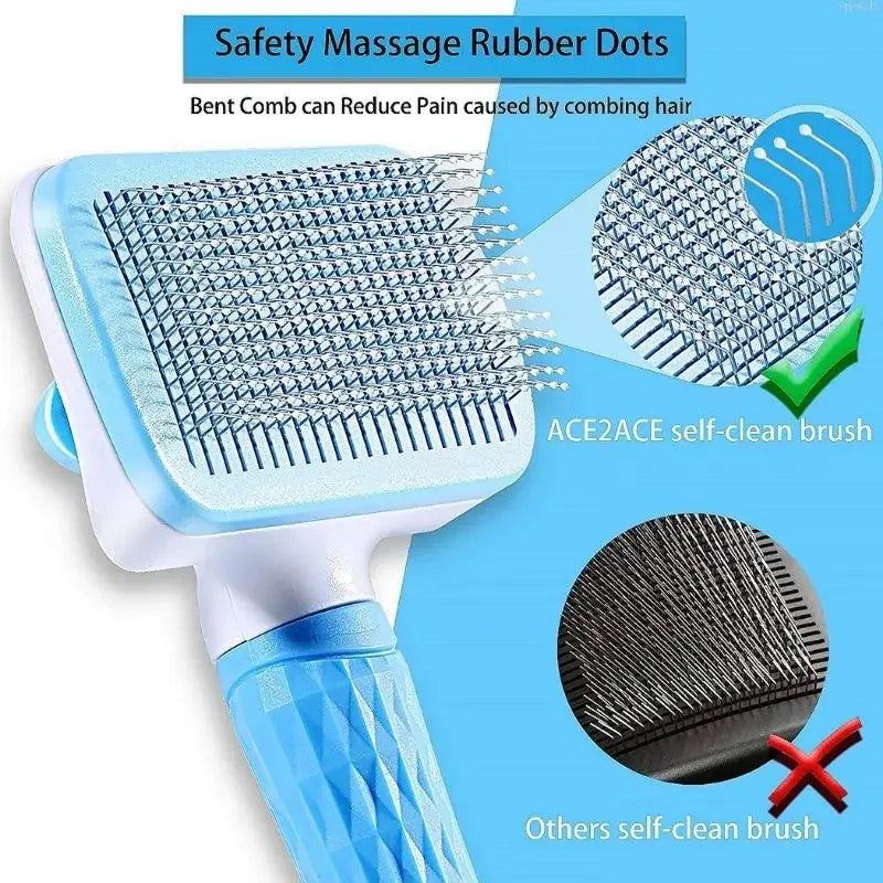 Dog & Cat Grooming Brush – Stainless Steel Pet Hair Remover & Deshedding Comb