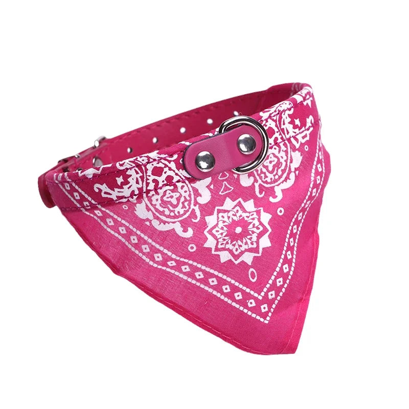PU Leather Cat and Dog Collar with Scarf – Adjustable Puppy Collar for Chihuahua, Corgi, Cats and Small Medium Dogs