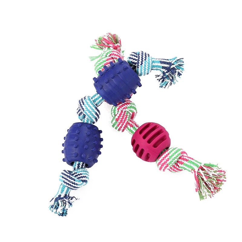 Double Knot Rope Ball Dog Toy – Cotton Chew Toy for Teeth Cleaning, Tug Play & Dental Care
