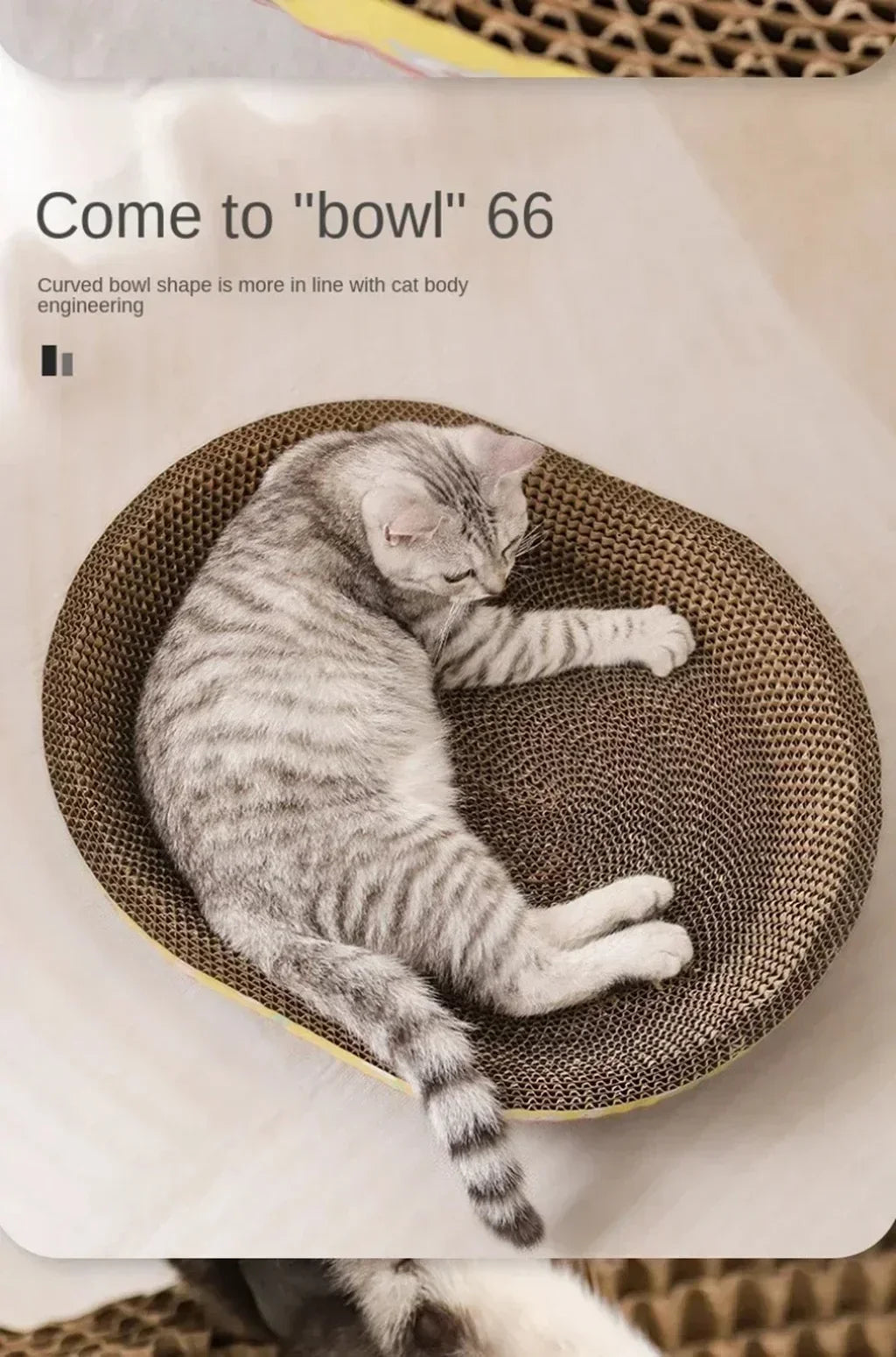 Oval Cat Scratching Board Bed – Corrugated Cardboard Cat Scratcher for Claw Grinding, Sleeping & Furniture Protection