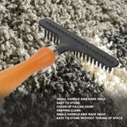 Pet Grooming Rake Brush for Cats & Dogs | Wooden Handle Deshedding Comb