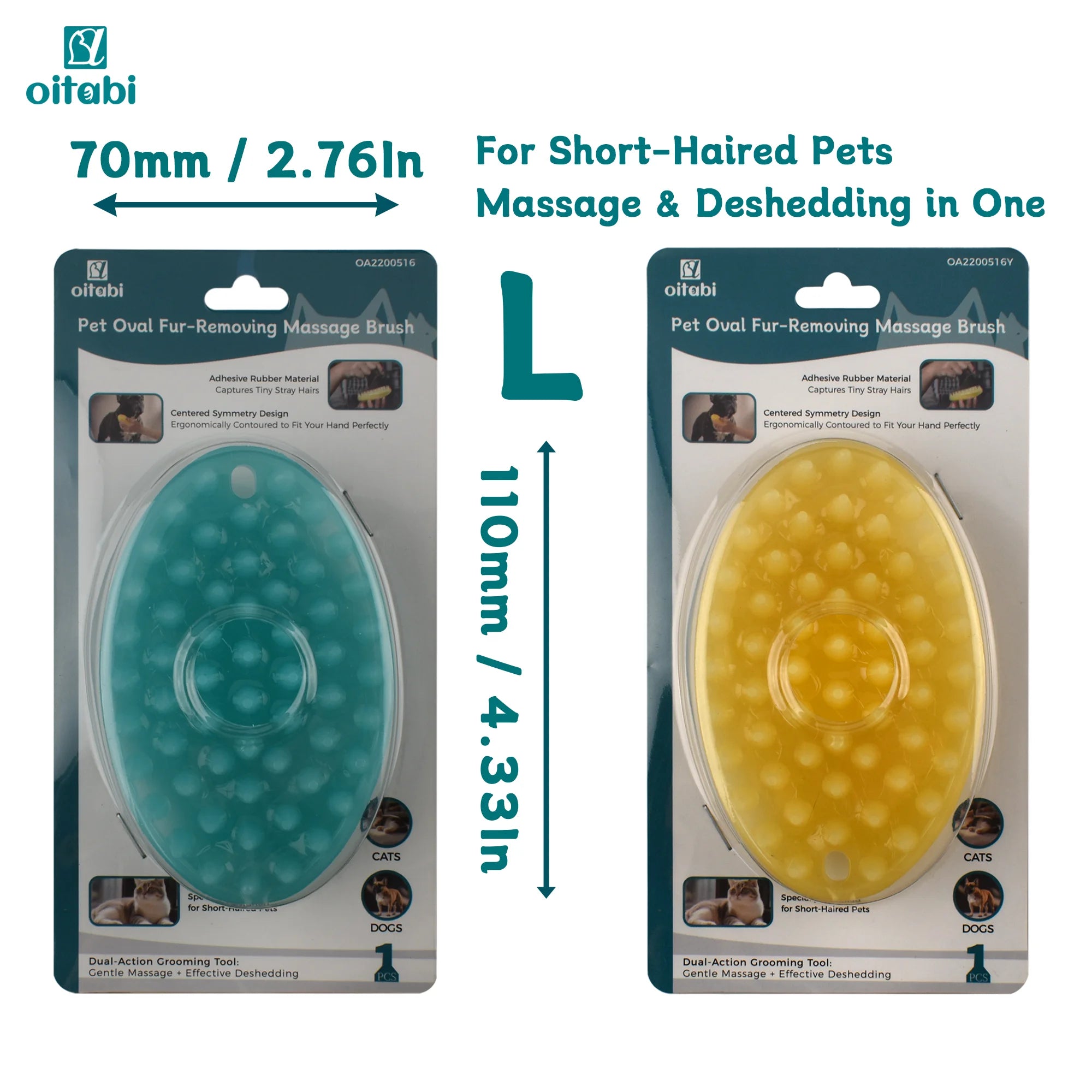 Oitabi Soft Rubber Pet Grooming Brush for Dogs & Cats – Bathing, Deshedding, Massage & Hair Removal Brush