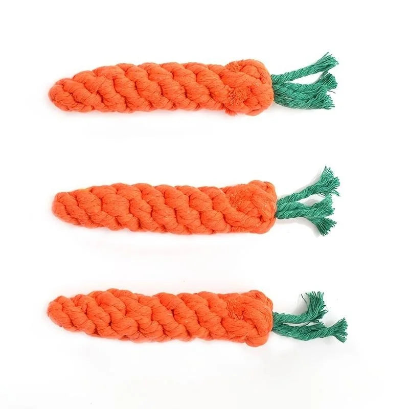 Carrot Shape Cotton Rope Dog Chew Toy for Small Medium Dogs and Cats – Bite Resistant Pet Knot Toy