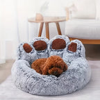 Warm Plush Bear Paw Pet Bed for Cats & Medium Dogs – Anti-Anxiety Calming Donut Cushion