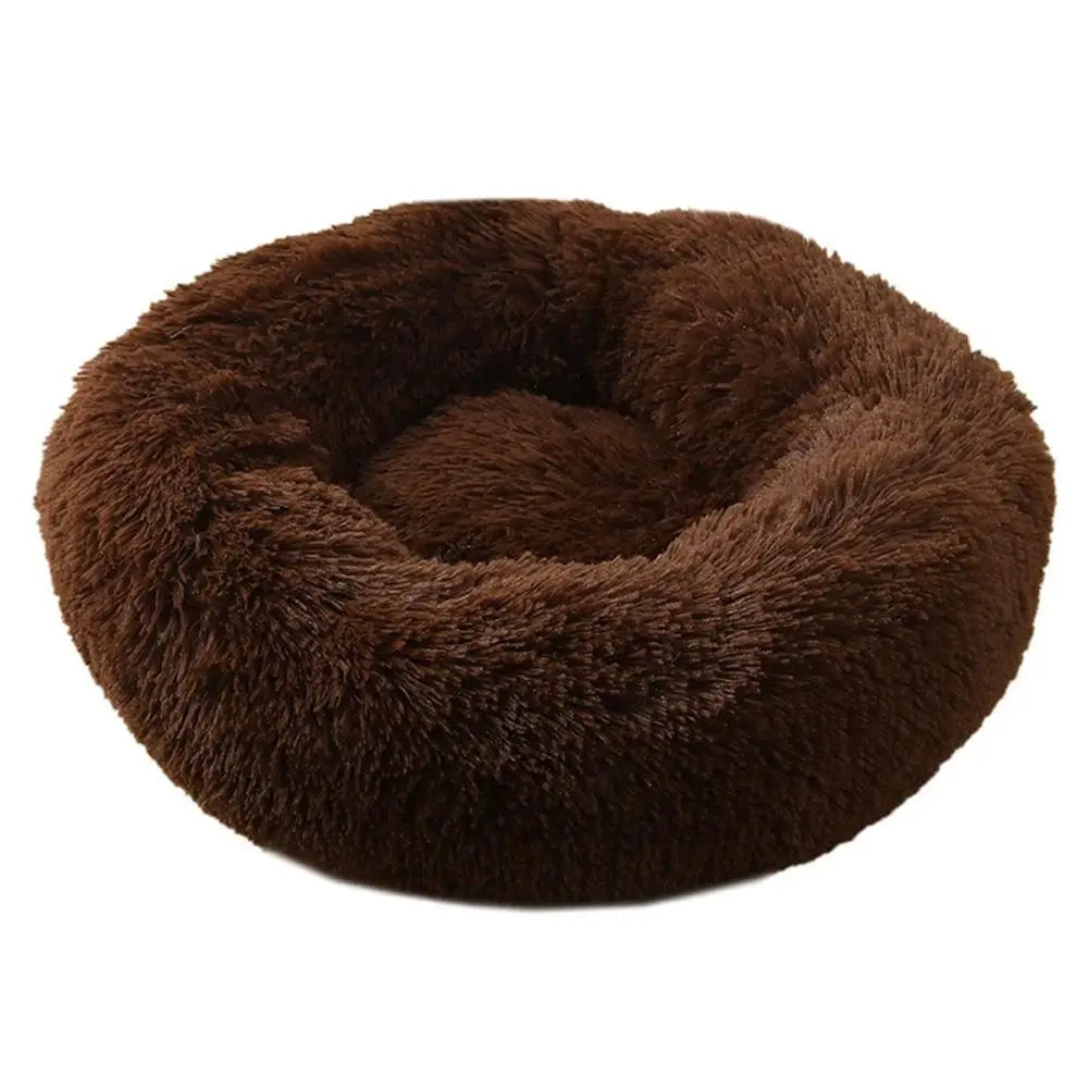Warm Faux Fur Calming Donut Pet Bed for Cats & Small Dogs – Washable Plush Sleeping Cushion