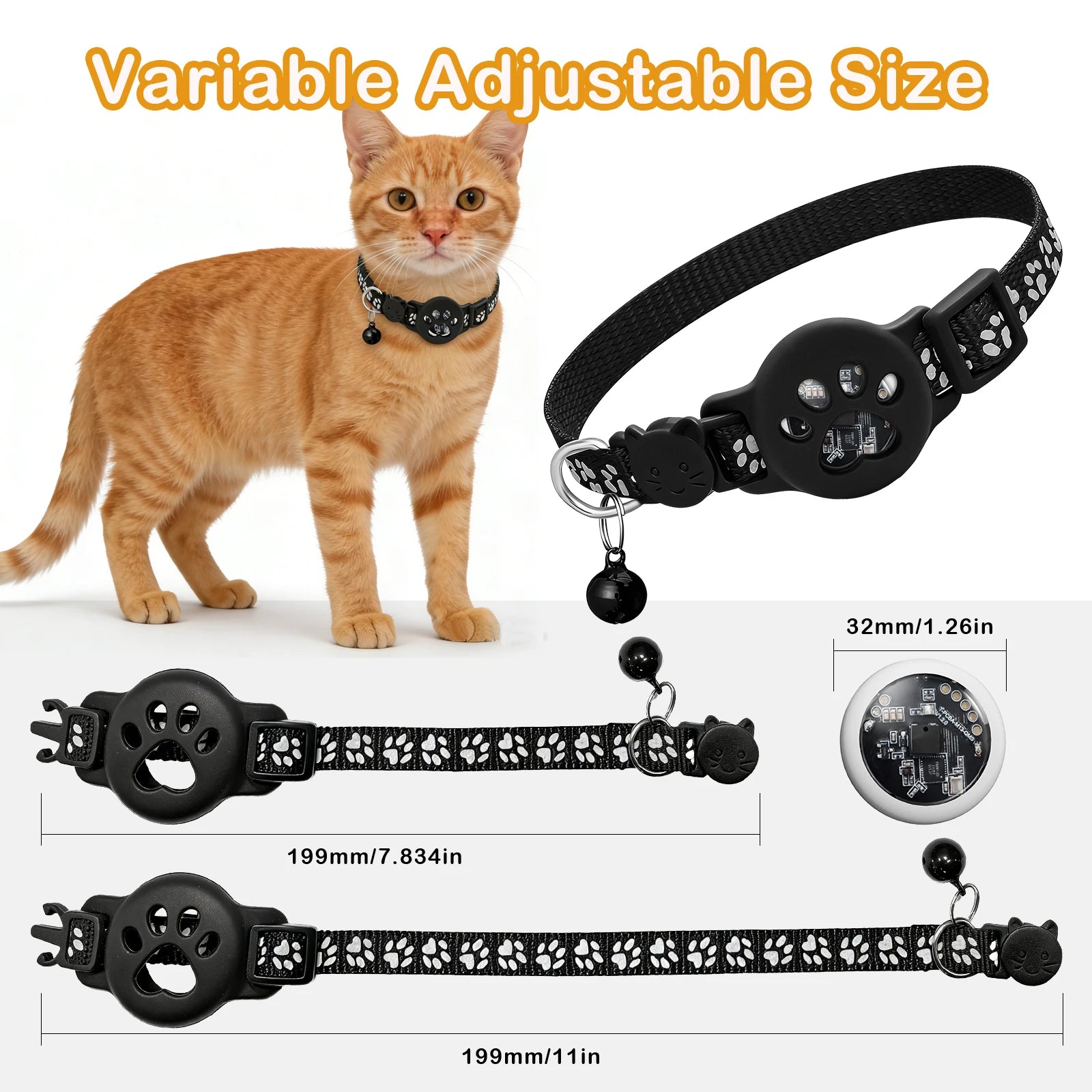 MOSON Smart Pet GPS Tracker Collar for Cats and Small Pets | iOS Compatible
