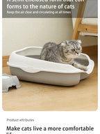 Semi-Enclosed Cat Litter Box – Large Spatter-Proof Cat Toilet with Anti-Tracking Pedal and Open Ventilation Design