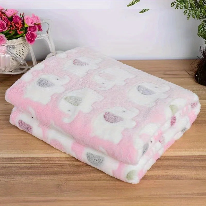 Cartoon Elephant Pet Blanket for Dogs and Cats | Soft Cozy Flannel Throw for Puppies & Kittens