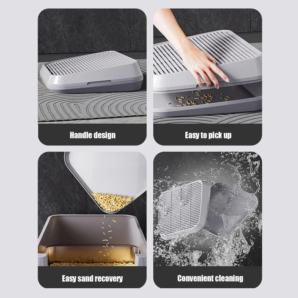 Cat Litter Box Step and Litter Catcher Ramp – Anti-Tracking Non-Slip Litter Mat with Filter Function for Easy Cleaning