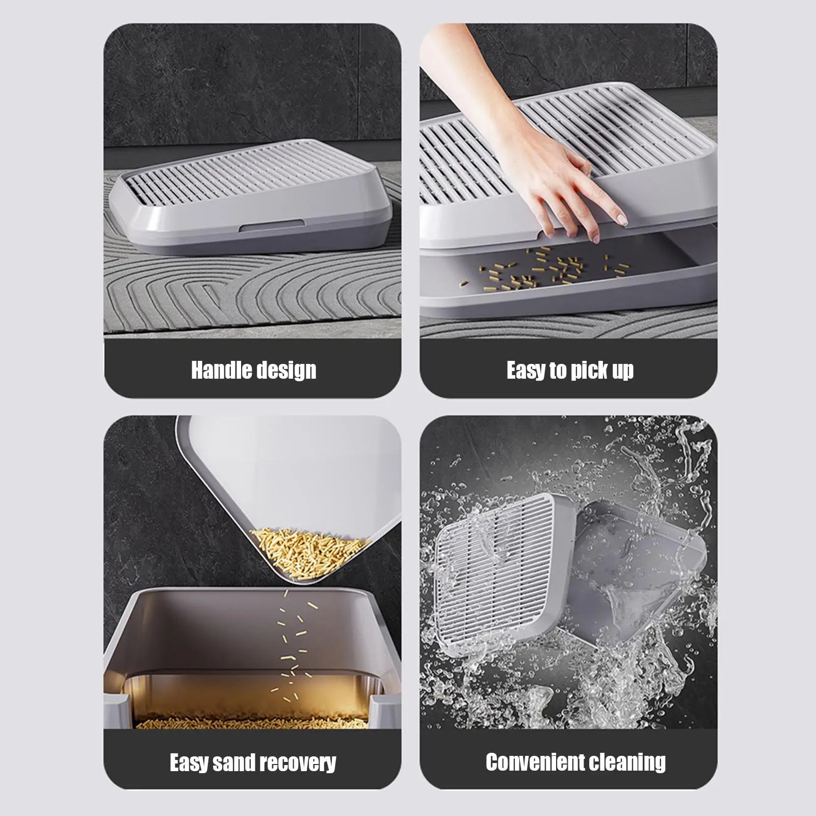Cat Litter Box Step and Litter Catcher Ramp – Anti-Tracking Non-Slip Litter Mat with Filter Function for Easy Cleaning