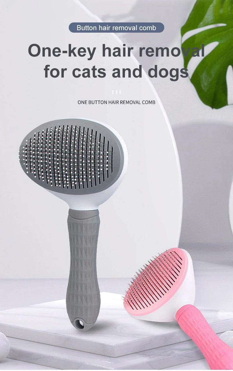 Dog & Cat Grooming Brush – Stainless Steel Pet Hair Remover & Deshedding Comb