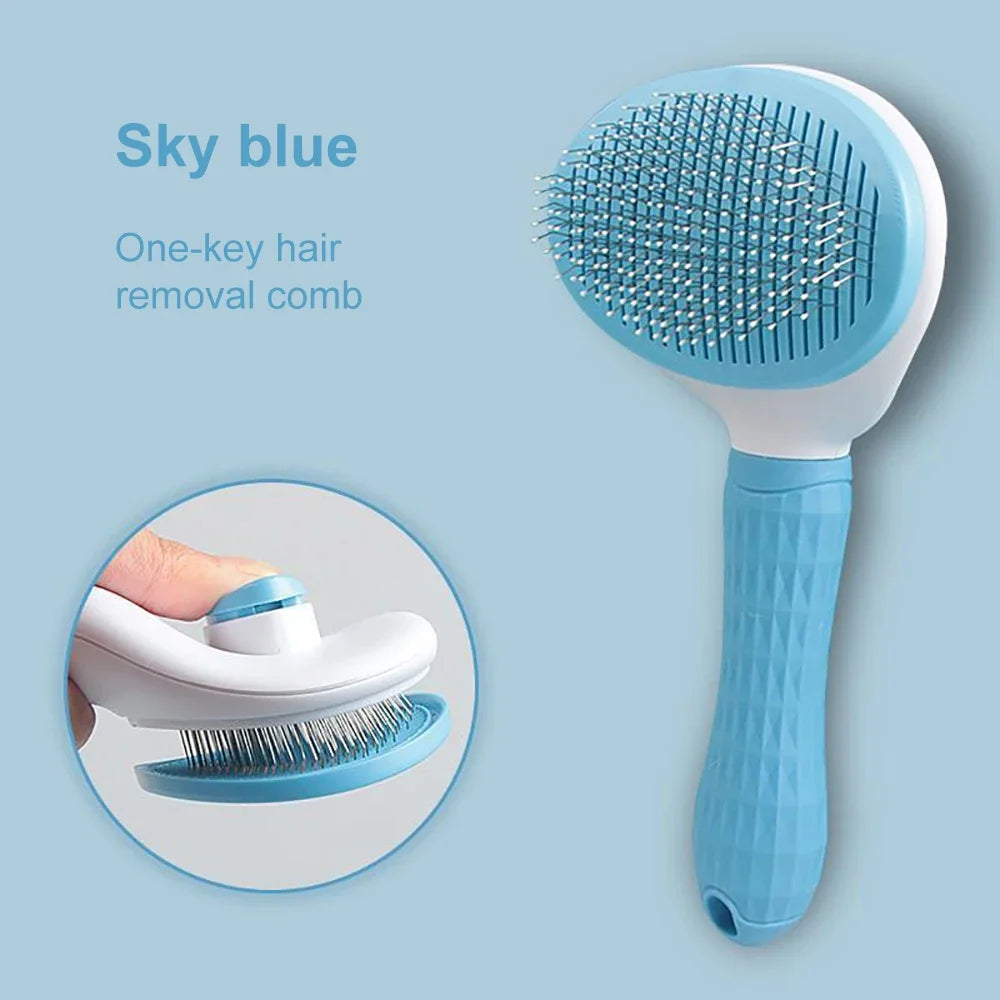 Dog & Cat Grooming Brush – Stainless Steel Pet Hair Remover & Deshedding Comb