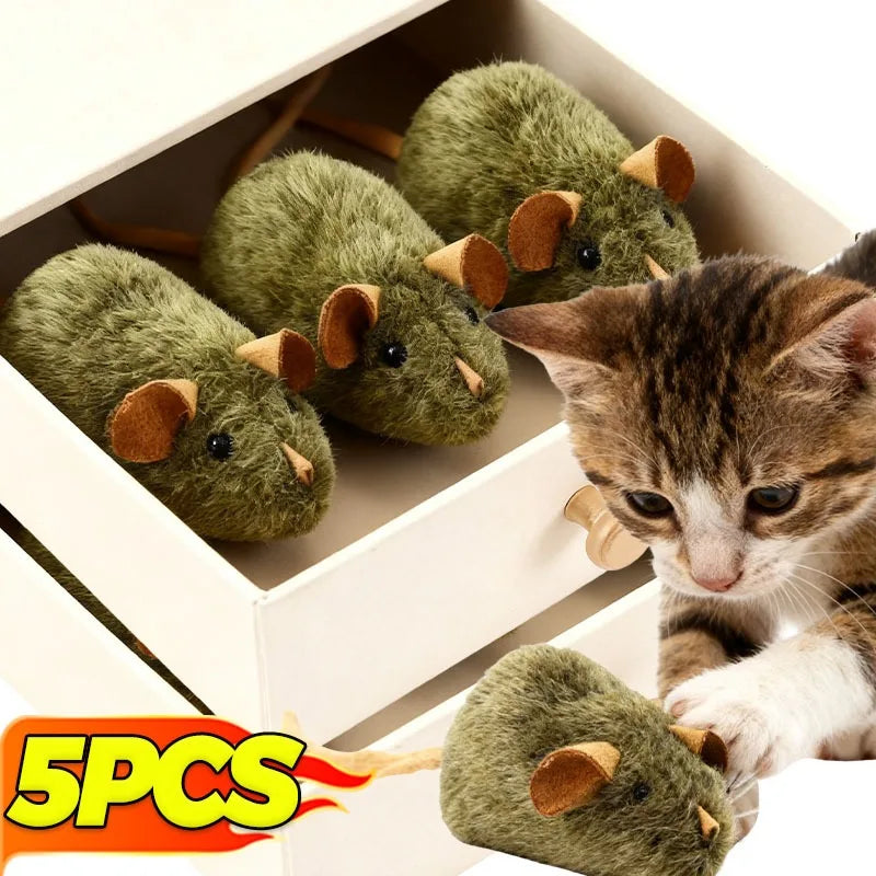 Interactive Mouse Plush Cat Toy – Squeaky Bite-Resistant Kitten Chew Toy