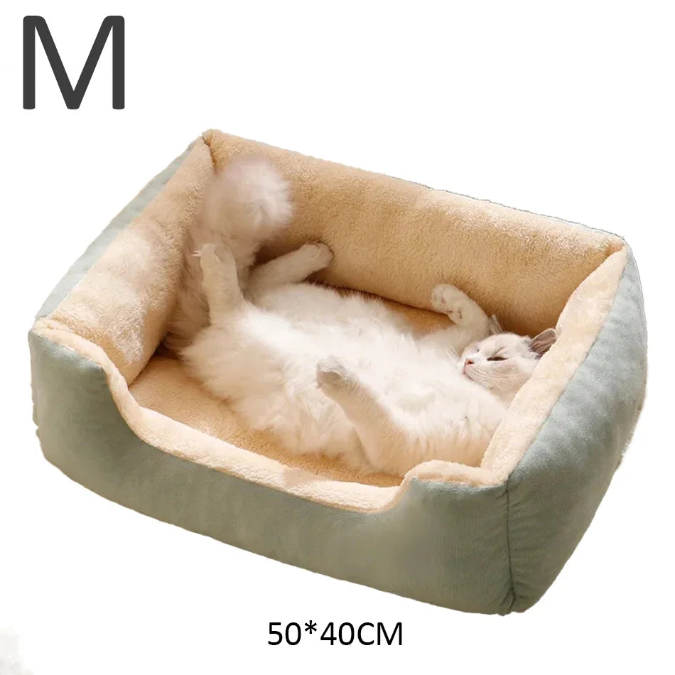 Soft Plush Pet Bed for Cats & Small Dogs – Cozy Warm Sleeping Cushion Basket House