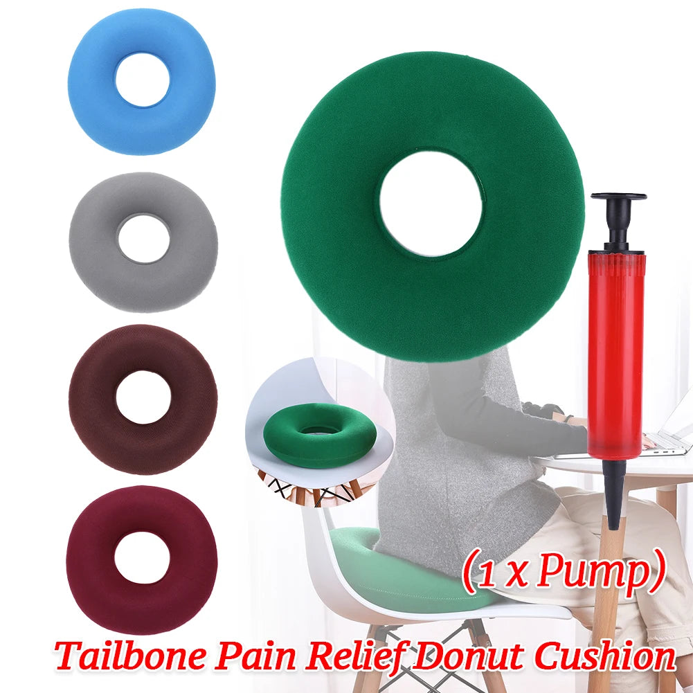 Donut Pillow Hemorrhoid Tailbone Cushion Home Office Use Donut Pillow Seat Cushion with Pump for Hemorrhoids Pressure Sores