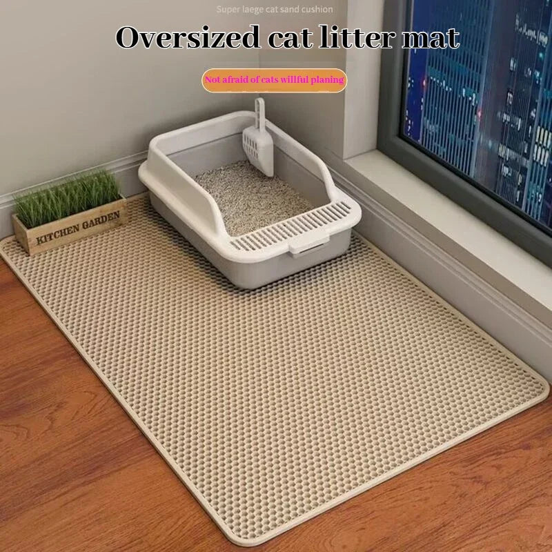 Premium 2-Layer Cat Litter Mat – Waterproof EVA Litter Trapping Mat with Non-Slip Base for Indoor Cats and Kittens