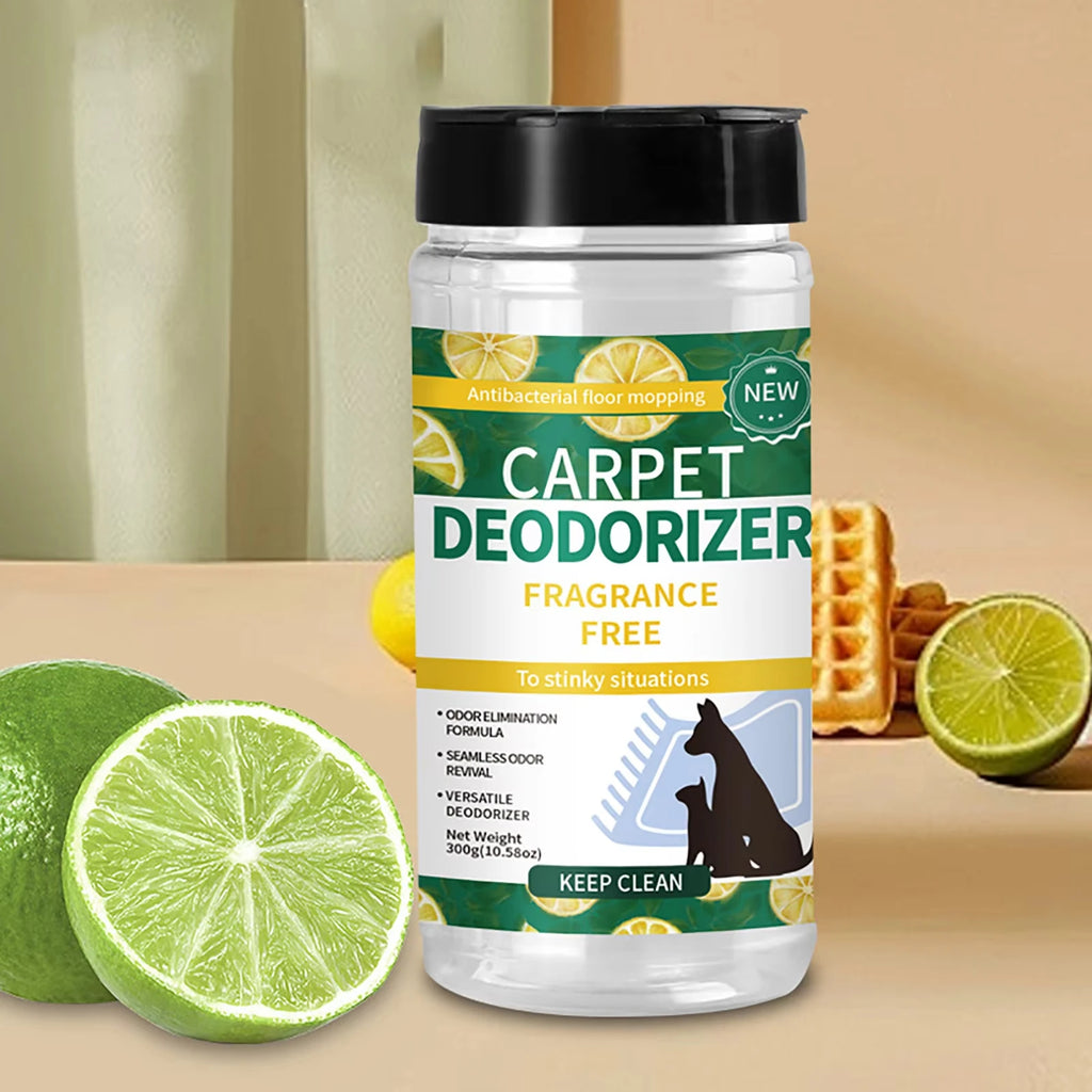 Carpet Deodorizing Powder – Powerful Pet Odor Eliminator & Lemon Carpet Freshener for Rugs, Sofas & Mattresses
