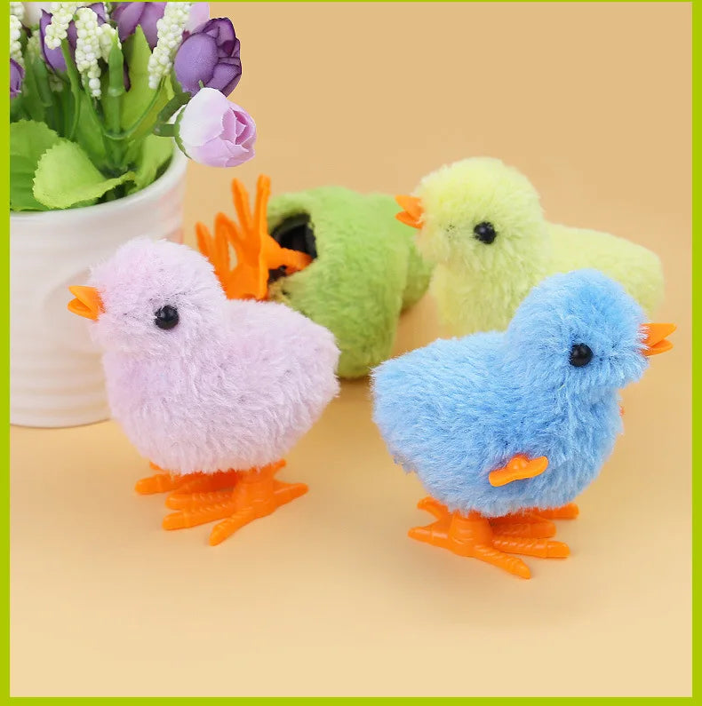 Wind Up Chicken Cat Toy Interactive Jumping Walking Plush Toy for Cats
