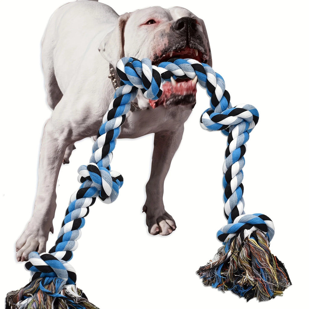Heavy Duty Dog Rope Toy for Aggressive Chewers – Extra Long Cotton Chew & Teeth Cleaning Tug Toy